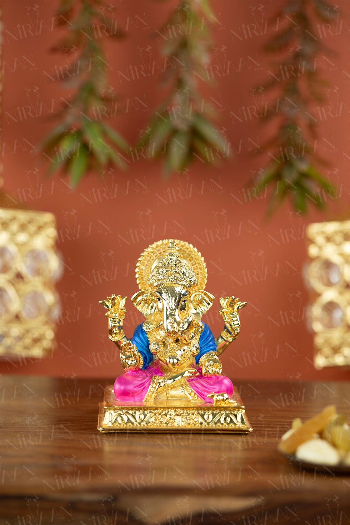 Ganesh Idol | Gold-Plated Lord of Beginnings | 3 Inches