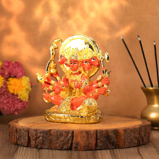 Panchmukhi Siduri Hanuman ji Idol- Pure Gold Plated