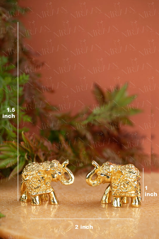 Vastu Elephant Pair | Gold-Plated Trunk-Up Elephant Pair | 1.5 Inches