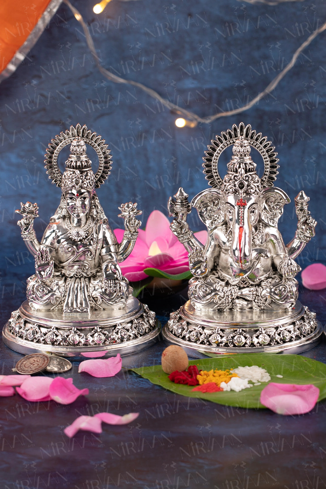 Ganesh, Saraswati, Laxmi Combo | Silver-Plated Divine Trio | Variable Sizes