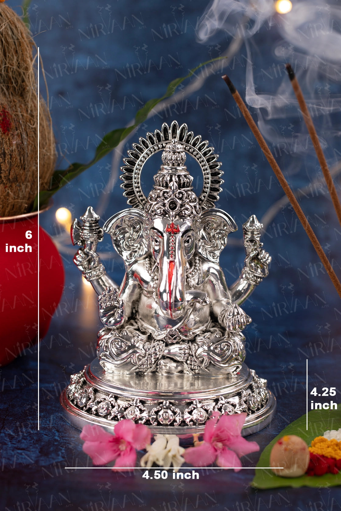 Ganesh Murti | Silver-Plated Ganesh Idol | 6 Inches