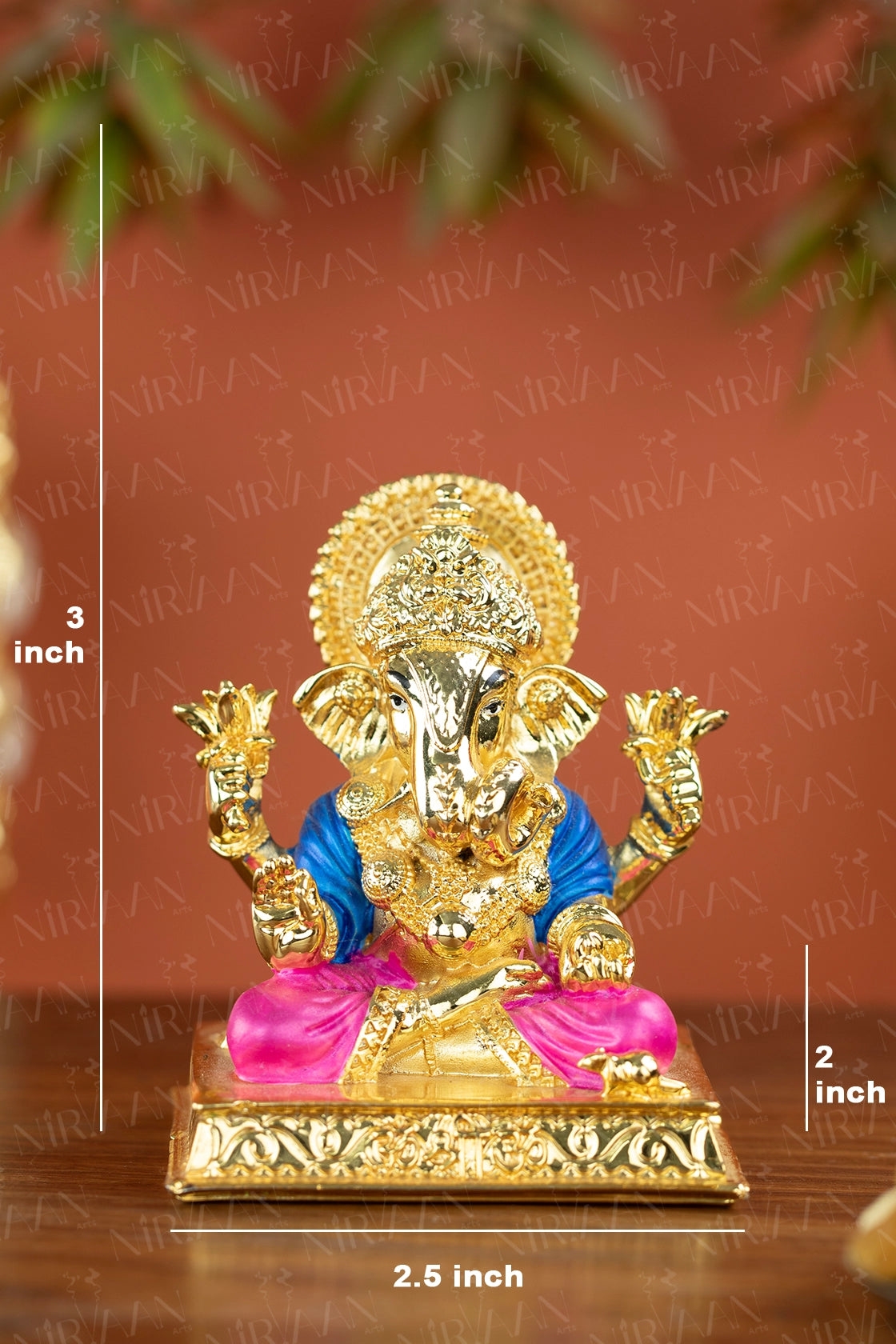 Ganesh Idol | Gold-Plated Lord of Beginnings | 3 Inches