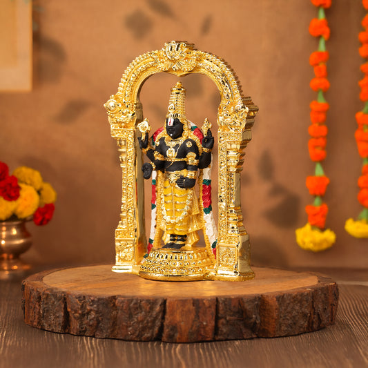 Tirupati Balaji with Arch | Gold-Plated Sacred Idol | 4.5 Inches