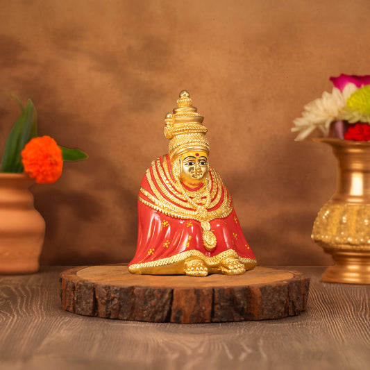 Tulja Bhawani Murti | 24k Gold-Matt Plated Divine Idol |3.5 inch