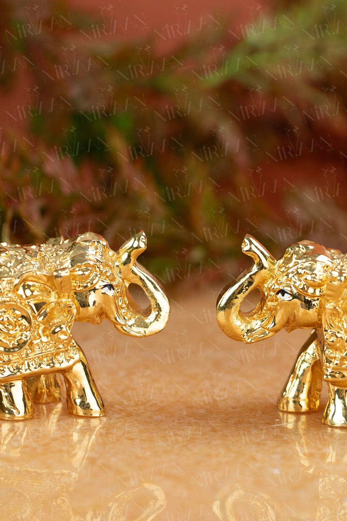 Vastu Elephant Pair | Gold-Plated Trunk-Up Elephant Pair | 1.5 Inches