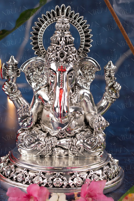 Ganesh Murti | Silver-Plated Ganesh Idol | 6 Inches