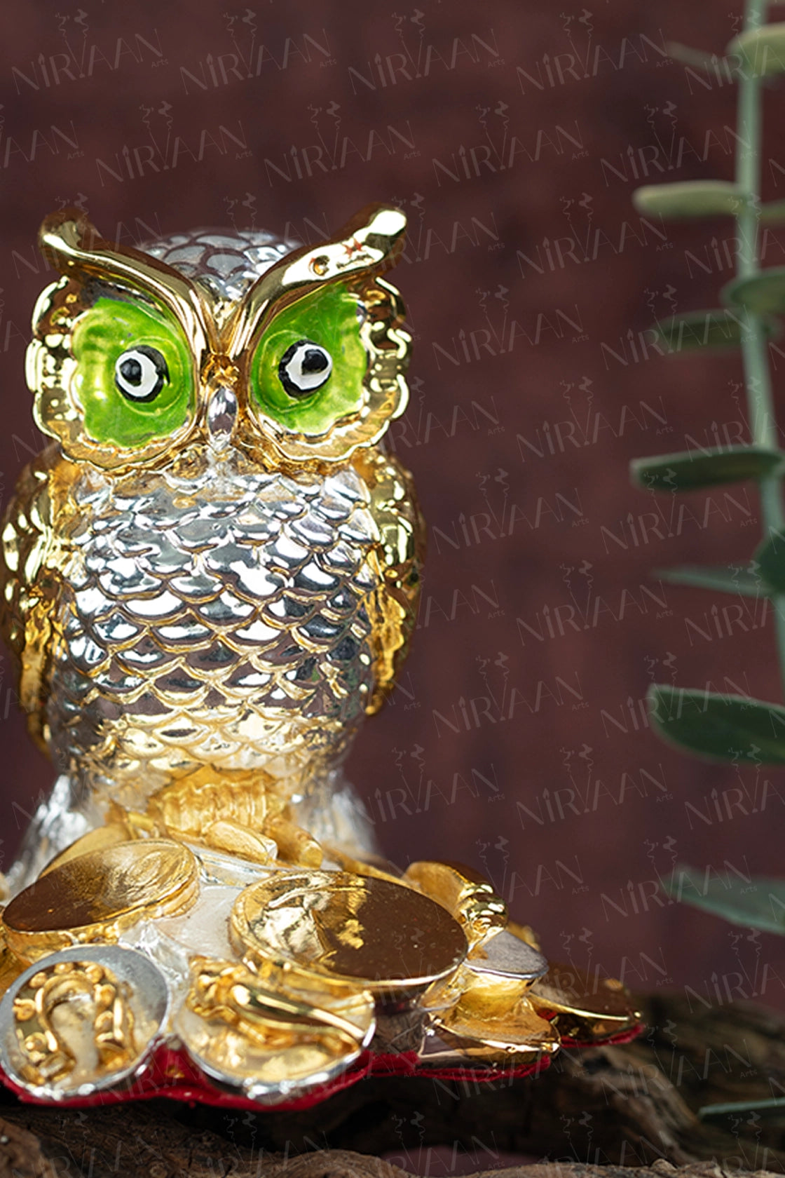 Vastu Owl | Gold & Silver-Plated Symbol of Wisdom | 3 Inches