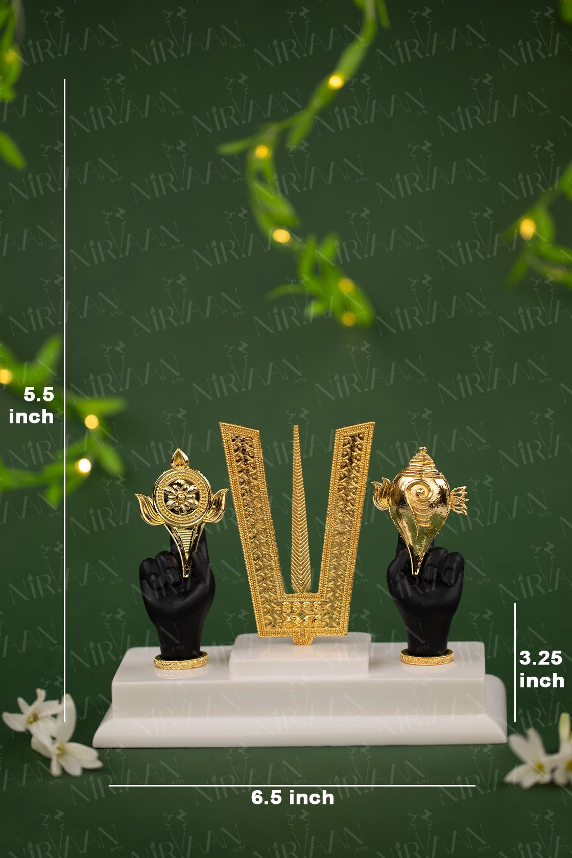 Tirupati Balaji Sri Tilak Chakra Idol | Gold-Plated Deity | 5.5 Inches