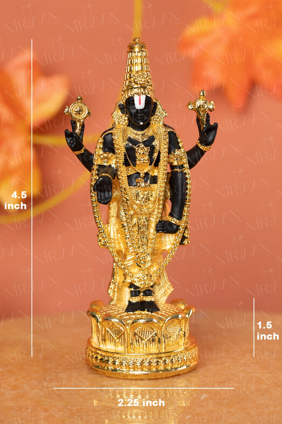 Tirupati Balaji Idol | Sacred Gold-Black Idol | 4.5 Inches