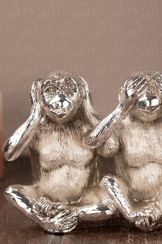 Gandhiji’s Three Monkeys | Silver Statue | 3.75 Inches