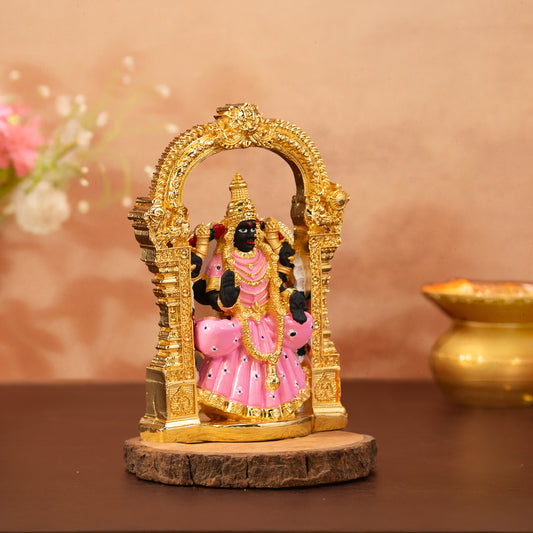 Padmavati Devi Idol | Gold-Pink/Blue Goddess Statue | 4 Inches