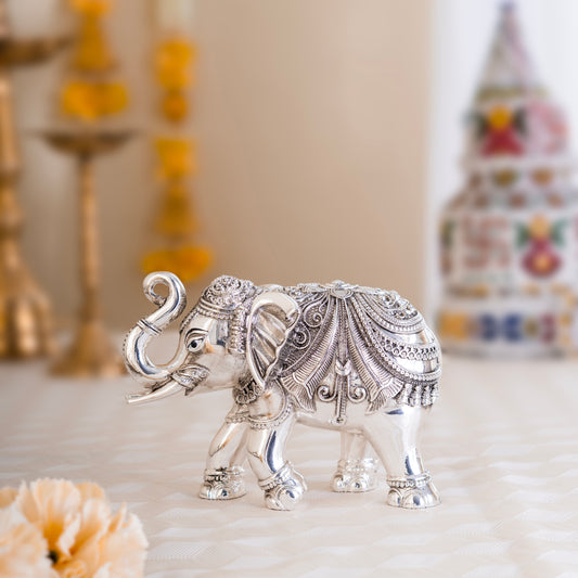 VASTU TRUNK UP ELEPHANT PAIR| PURE Silver Plated