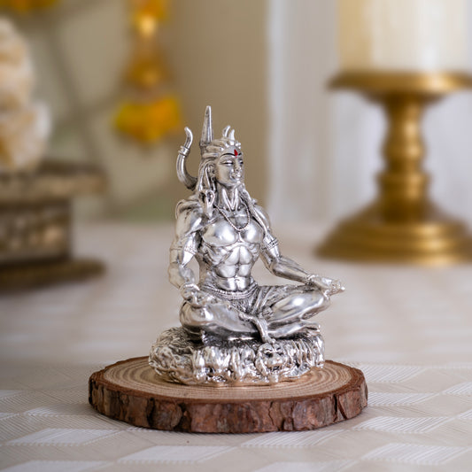 Adiyogi Mahadev Idol-Pure Silver Plated Antique Finish