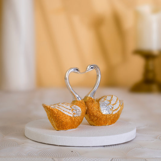 Love Bird Couple | Gold & Silver-Plated Love Bird Figurine | 3.5 Inches