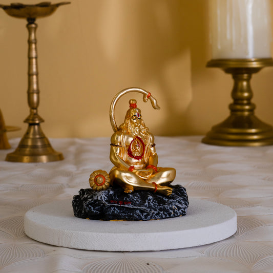 Dhyan Hanuman Idol | 24K Gold-Plated Decorative Idol for Gifting | 3.75 Inches