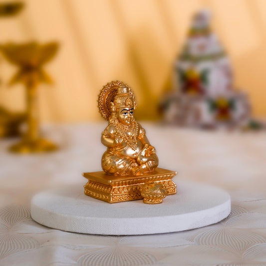 Pure Gold Plated Kuber Ji Idol With Mangoose | Wealth & Prosperity Symbol for Home & Office