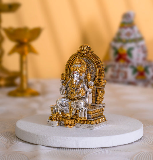 Ganesh Idol | Gold & Silver-Plated Divine Deity | 3.75 Inches