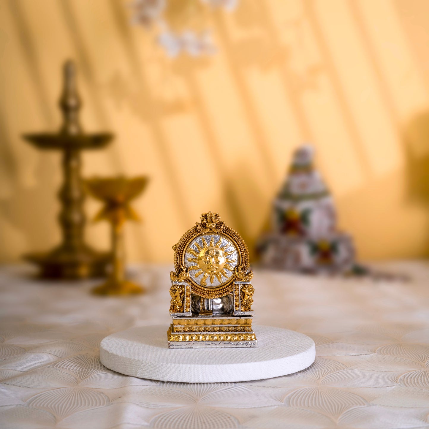 Saraswati Idol | Gold & Silver-Plated Goddess of Knowledge | 3.75 Inches