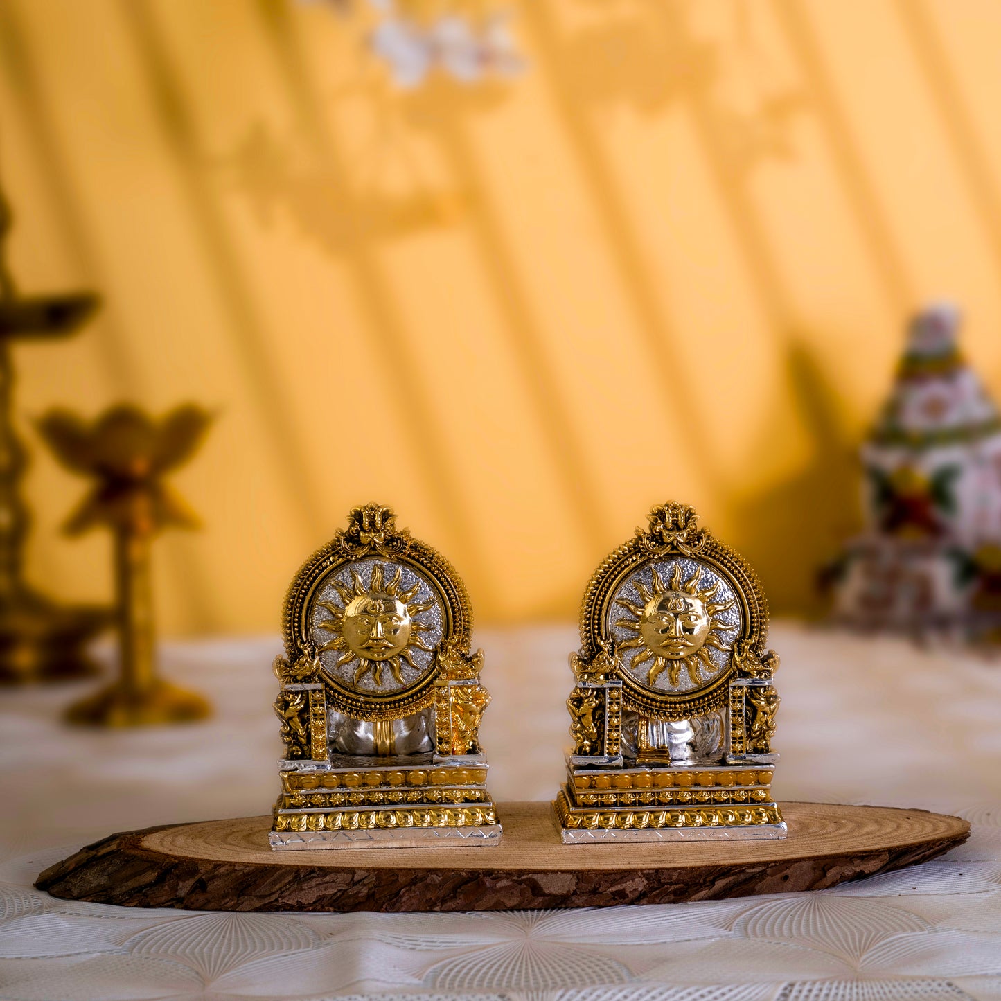 Laxmi Ganpati Murti Set | Gold & Silver-Plated Idols of Fortune & Wisdom | 3.75 Inches