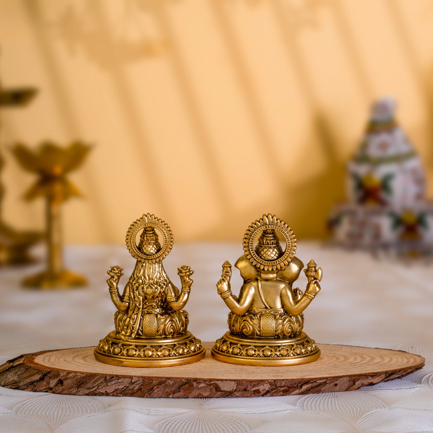 Divine Ganesh & Laxmi Idol Pair in 24K Gold Finish – Wealth & Wisdom Blessings | 3.5 inches