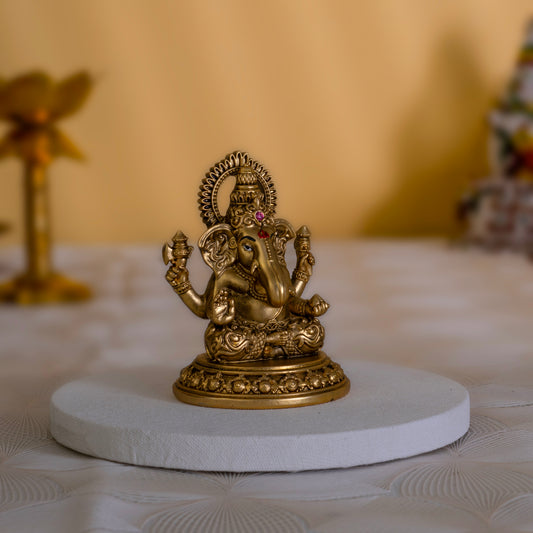 Ganesh Ji Idol in 24K Gold Plated – Remover of Obstacles | 3.5 inches