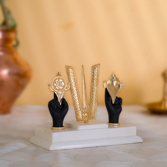 Tirupati Balaji Sri Tilak Chakra Idol | Gold-Plated Deity | 5.5 Inches