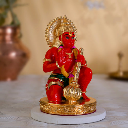 Sinduri Hanumanji Idol | 24K Gold-Plated Hanuman Murti | Available in 3 & 6 Inches