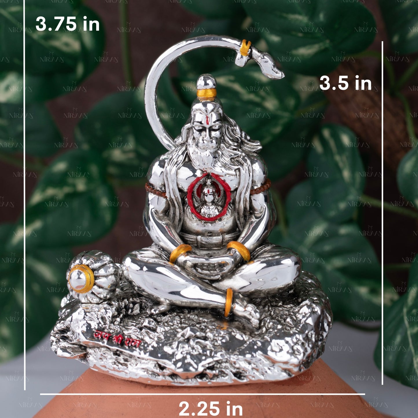 Lord Hanumanji Idol | Silver-Plated Decorative Idol for Gifting | 3.75 Inches