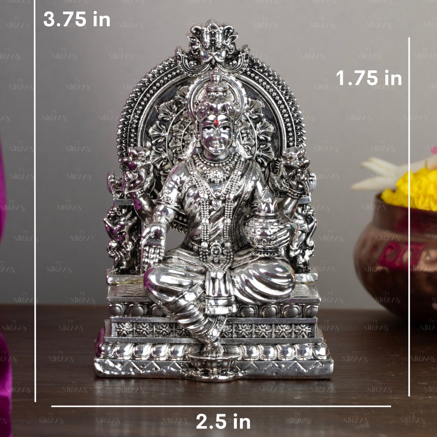 Maa Laxmi Idol | Silver-Plated Goddess of Wealth | 3.75 Inches