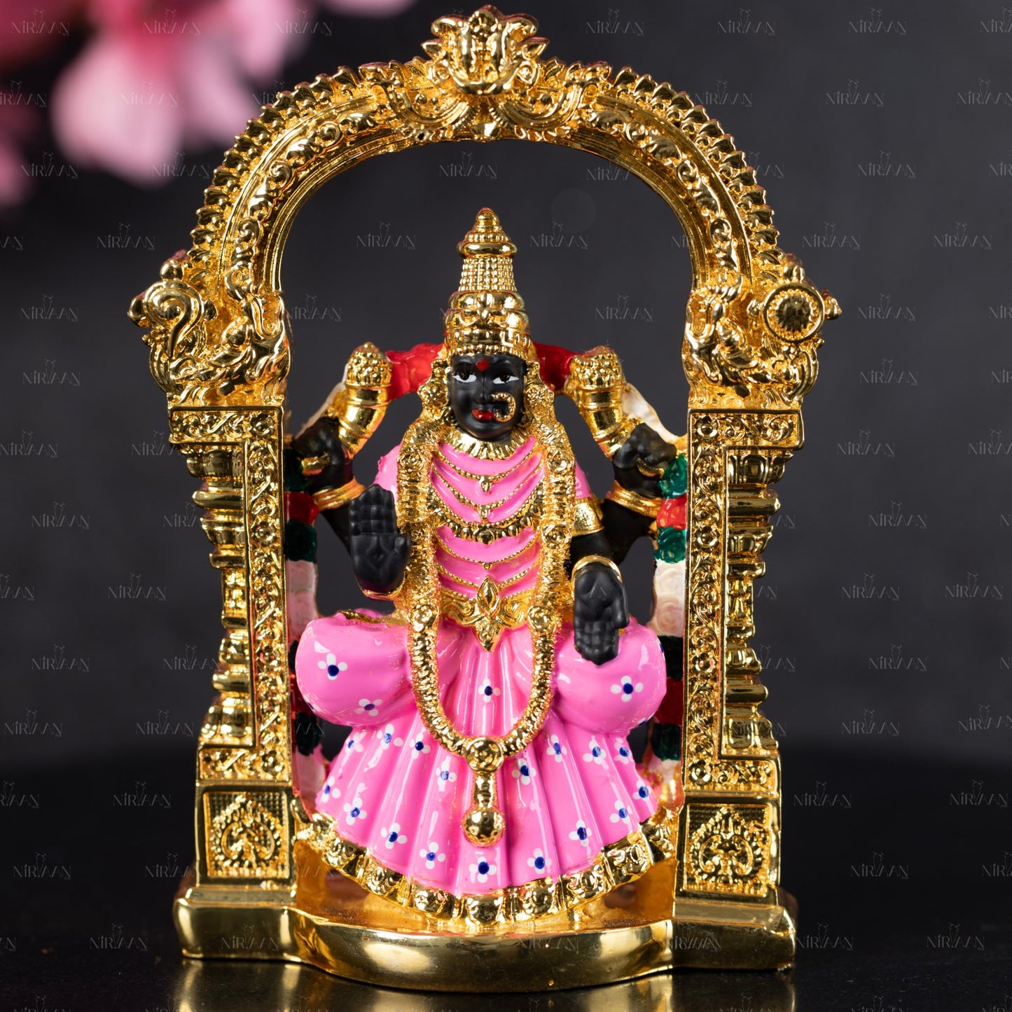 Padmavati Devi Idol | Gold-Pink/Blue Goddess Statue | 4 Inches