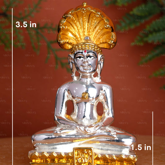 Parshwanath Swamy Idol | Gold & Silver-Plated Tirthankara | 3.5 Inches