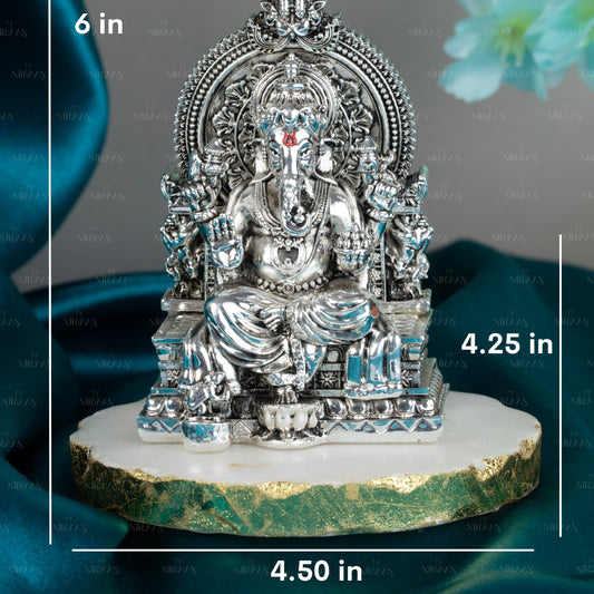 Ganesh Idol | Silver-Plated Prosperity Idol | 3.75 Inches