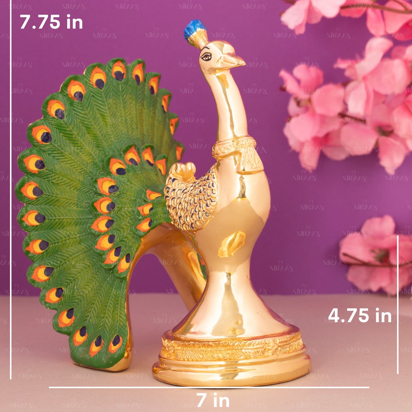Peacock Idol | Gold-Plated Majestic Bird | 7.75 Inches