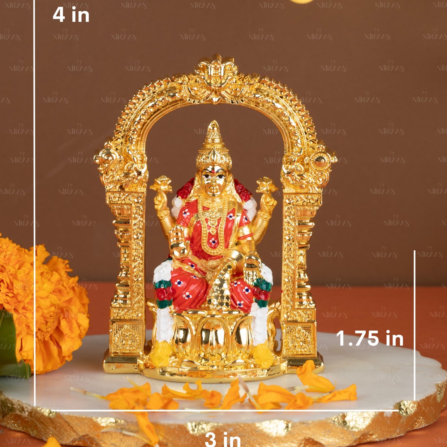 Laxmi Idol with Arch | Gold-Plated Goddess of Wealth | 4 Inches