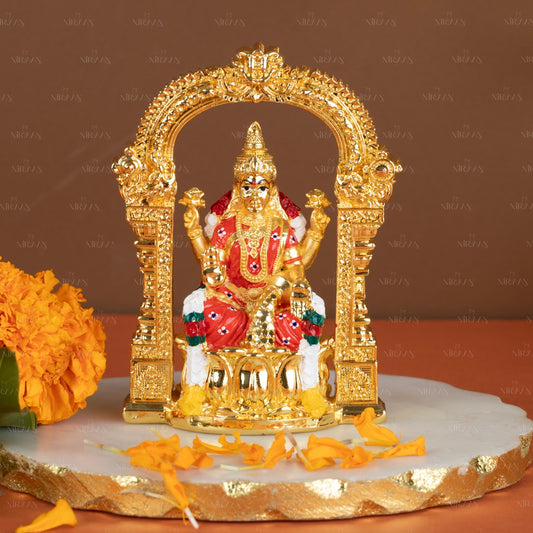 Laxmi Idol with Arch | Gold-Plated Goddess of Wealth | 4 Inches