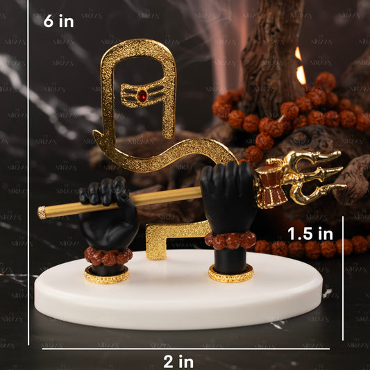 Shivji Hand with Trishool | Sacred Shivji Hands Idol | Polyresin with 24K Gold-Plated Trishul | 5 Inches