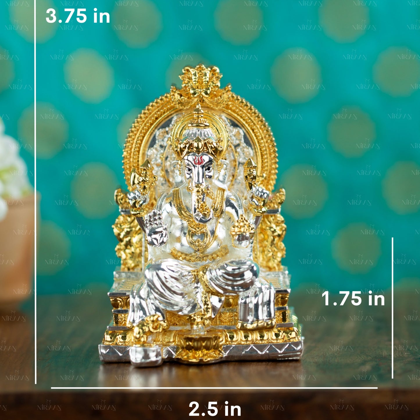 Ganesh Idol | Gold & Silver-Plated Divine Deity | 3.75 Inches