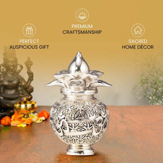 Silver Plated Kalash | Sacred Pooja Kalash | 4 Inches