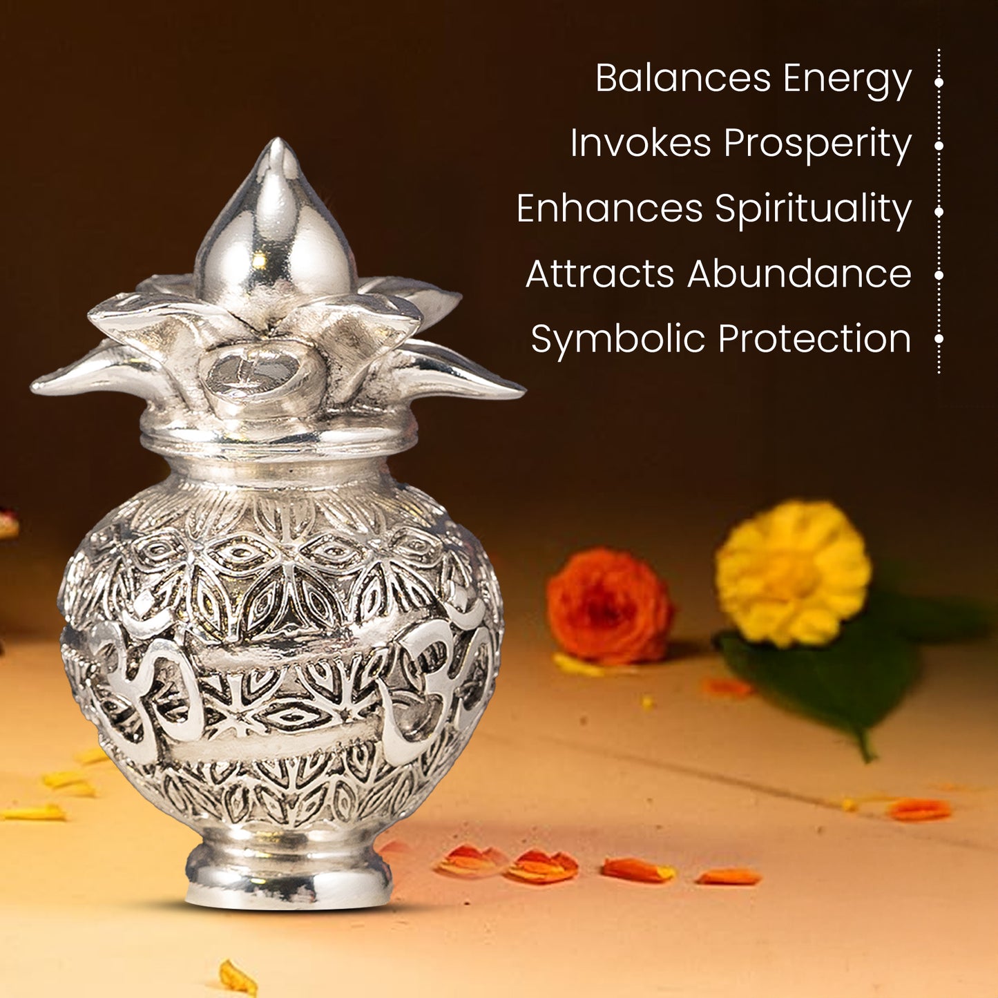 Silver Plated Kalash | Sacred Pooja Kalash | 4 Inches