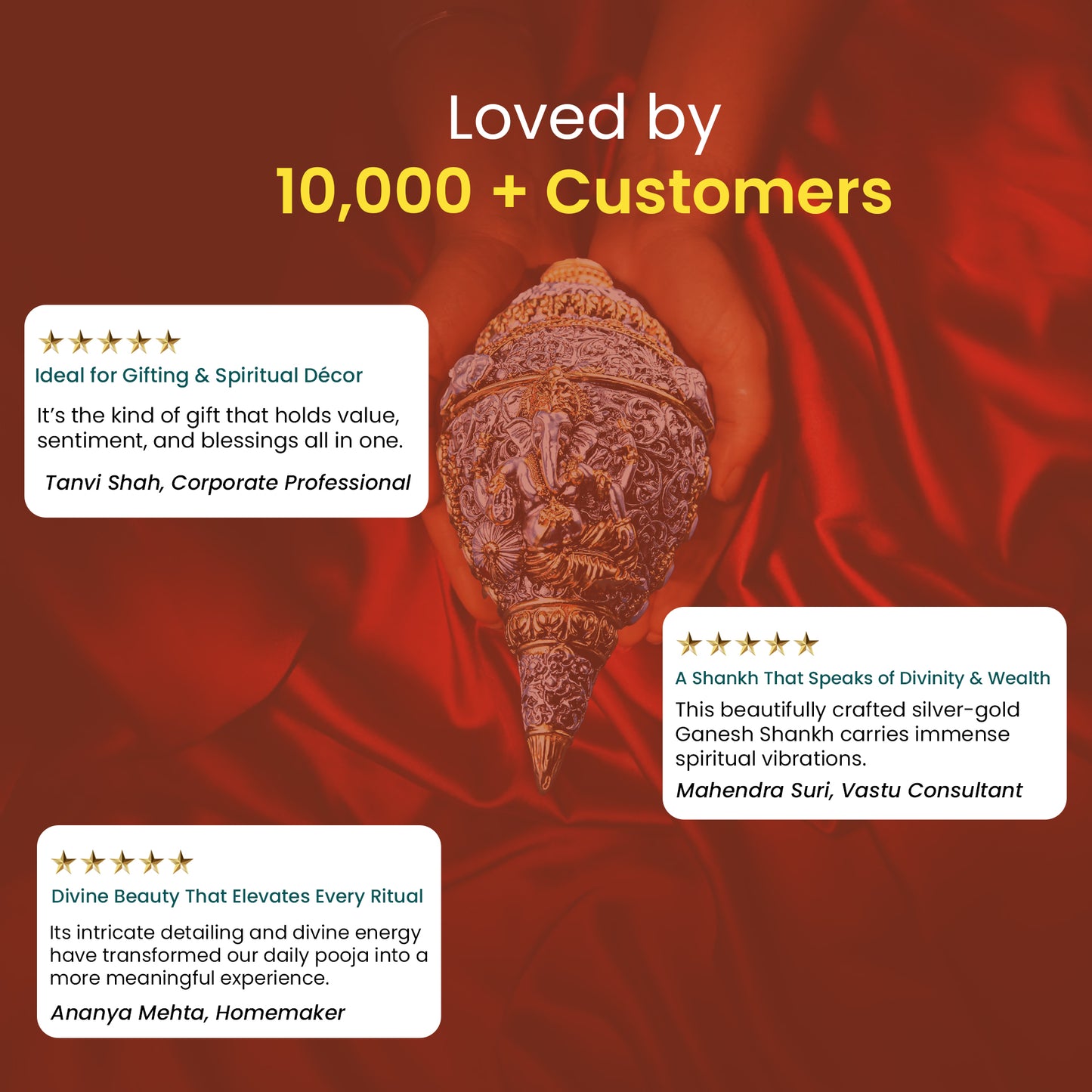 Divine Ganesh Shankh (Conch) 999 Silver Plated & 24k Gold Plated | Best for Pooja, Gifting & Decor Showpiece