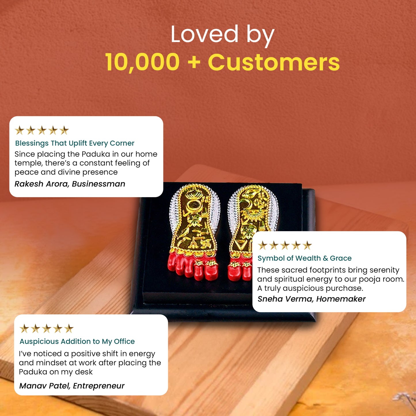 Laxmi Charan Paduka | 24K Gold-Plated | Decorative Idol for Gifting | Variable Sizes