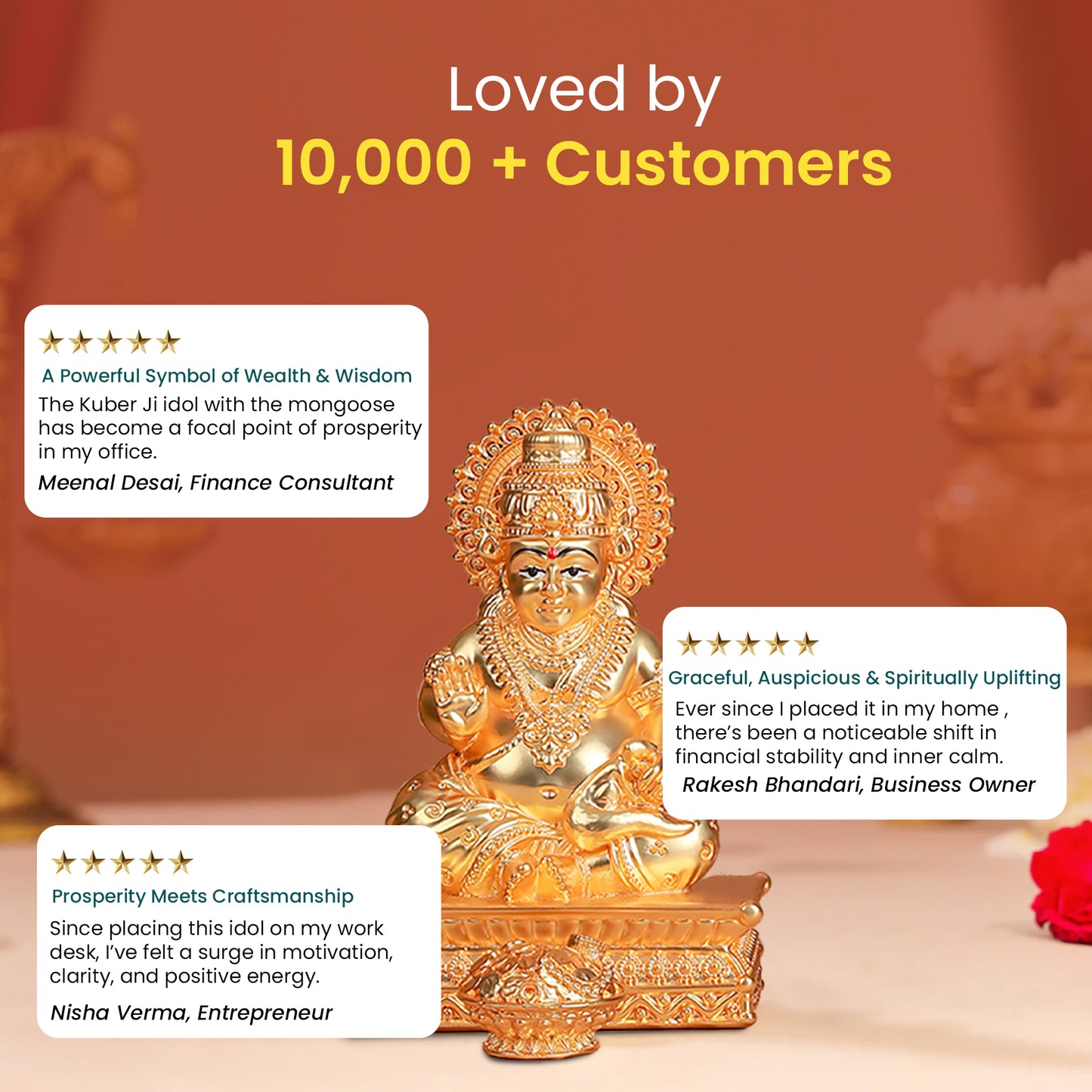 Pure Gold Plated Kuber Ji Idol With Mangoose | Wealth & Prosperity Symbol for Home & Office