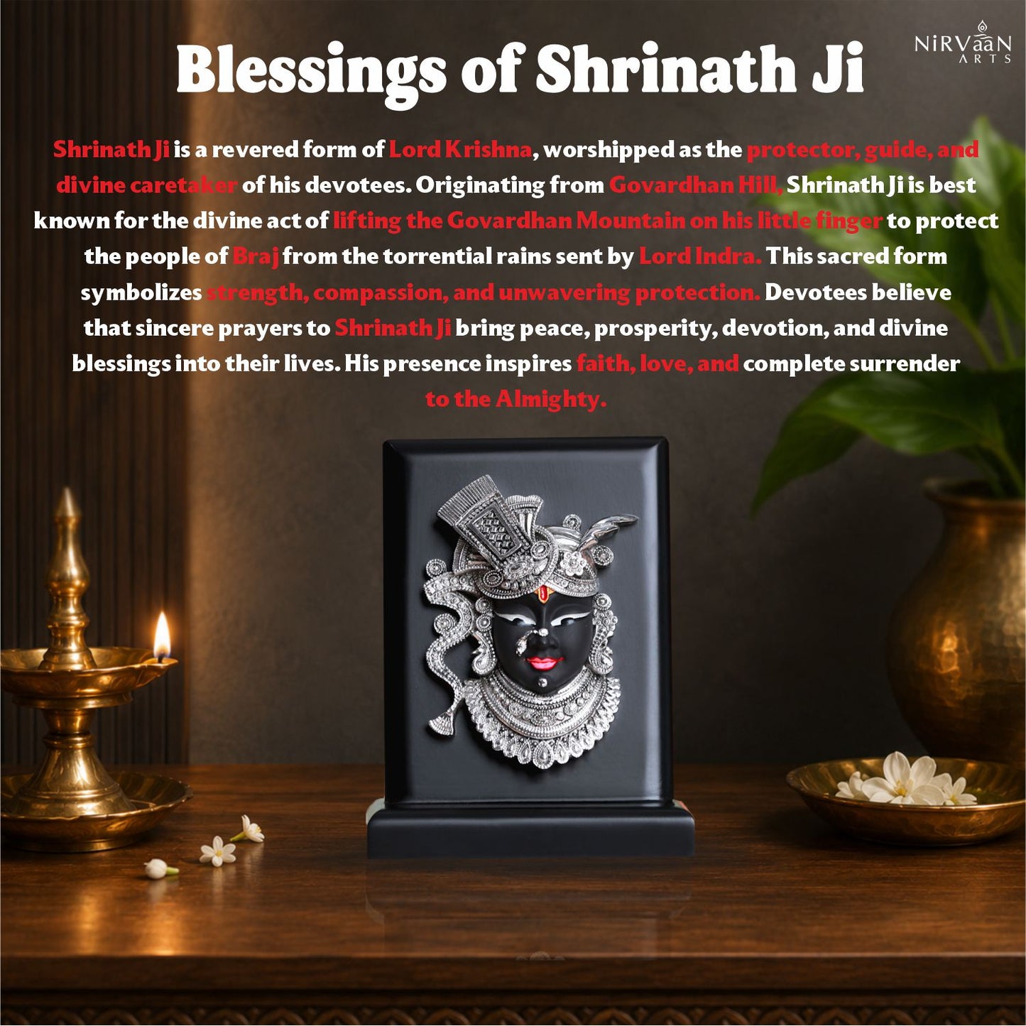 Shrinath Ji Nathdwara Idol | Pure Silver Plated | 6 inch
