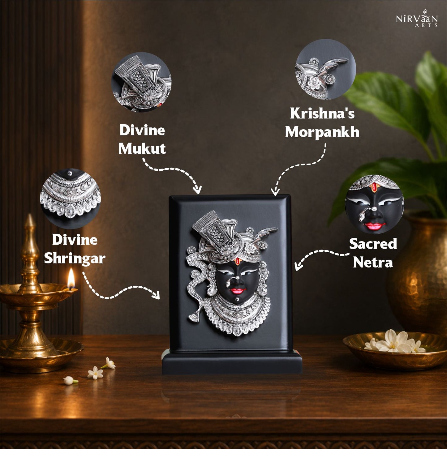 Shrinath Ji Nathdwara Idol | Pure Silver Plated | 6 inch
