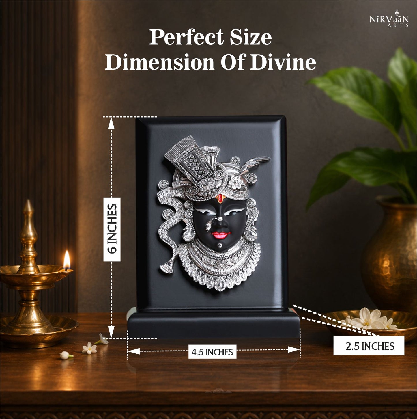 Shrinath Ji Nathdwara Idol | Pure Silver Plated | 6 inch