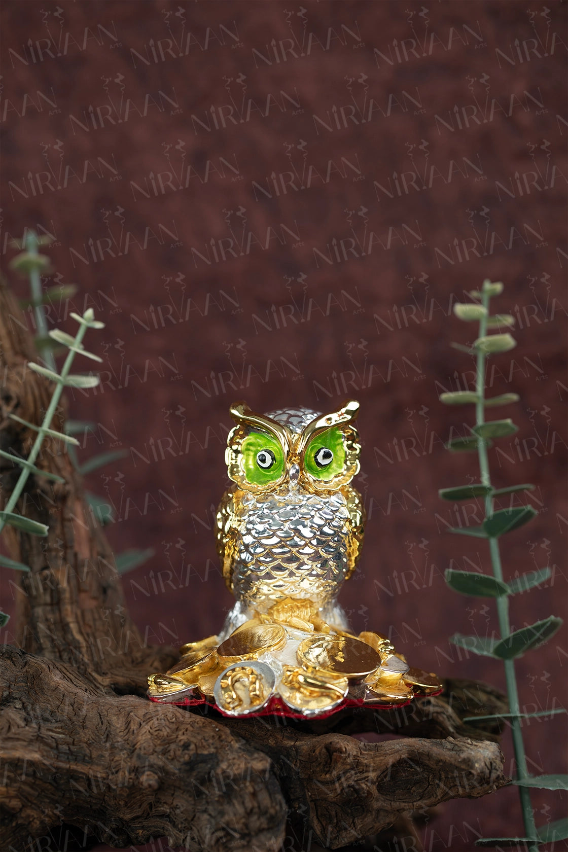 Vastu Owl | Gold & Silver-Plated Symbol of Wisdom | 3 Inches
