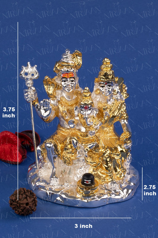 Shiv Parivaar | Gold & Silver-Plated Family of Lord Shiva | 3.75 Inches