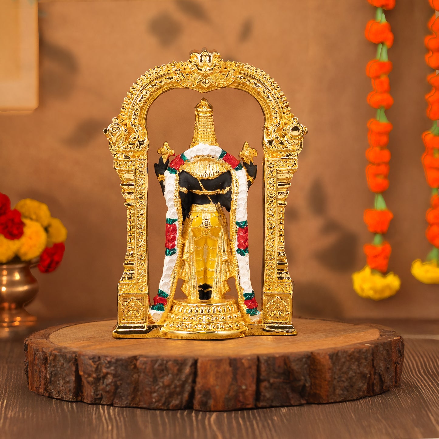 Tirupati Balaji with Arch | Gold-Plated Sacred Idol | 4.5 Inches