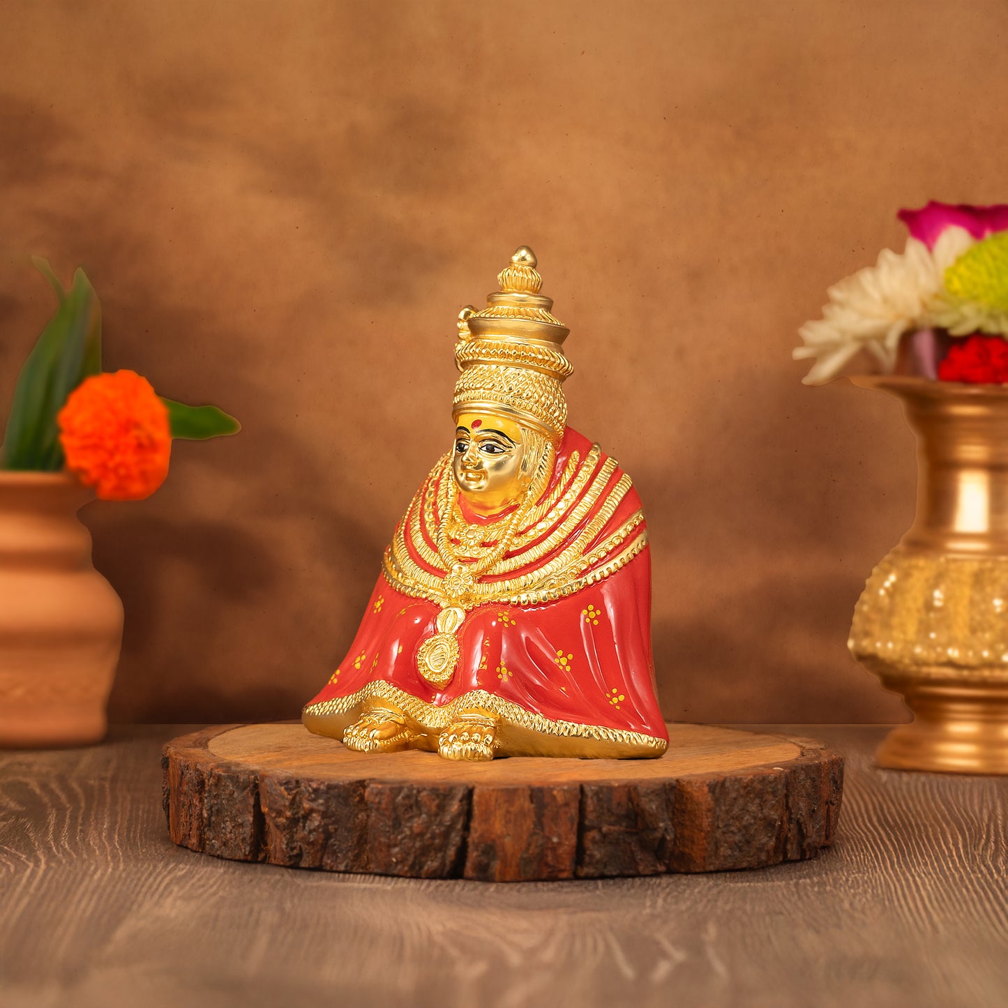 Tulja Bhawani Murti | 24k Gold-Matt Plated Divine Idol |3.5 inch