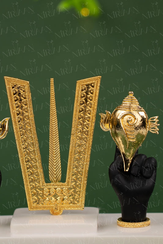 Tirupati Balaji Sri Tilak Chakra Idol | Gold-Plated Deity | 5.5 Inches